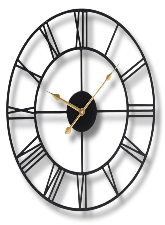 Ventuos 24 inch Thicken & Heavy Large Metal Wall Clocks for Living Room Decor Large Decorative Clock Oversized,Big Roman Numeral Non Ticking (Black) - Image 1